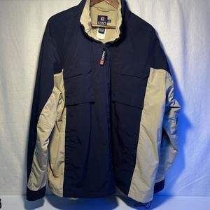 Chaps jacket blue cream rain jacket XL